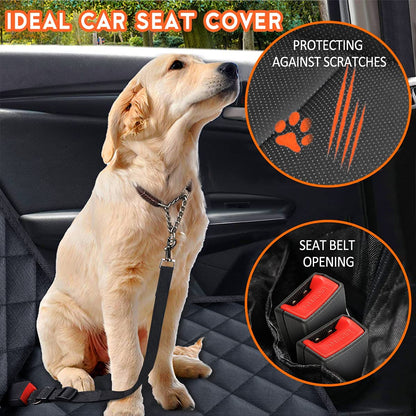 Dog Car Seat Cover - Waterproof Back Seat Protector for Pets, Non-Slip Design Fits Most Cars, Trucks, and SUVs - Black